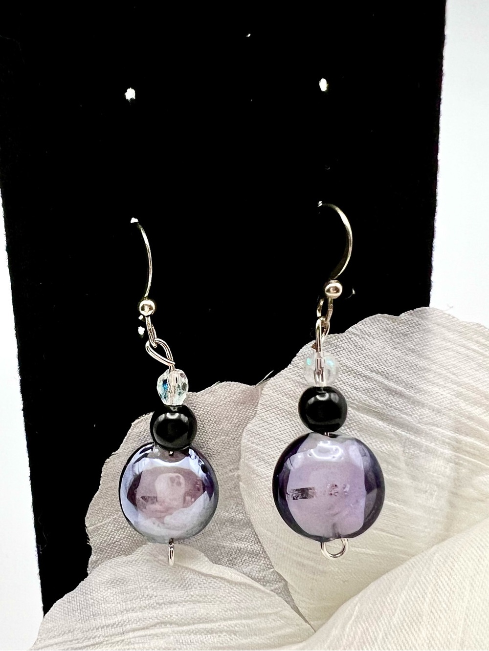 Elegant Purple Glass Drop Earrings - Women Jewelry